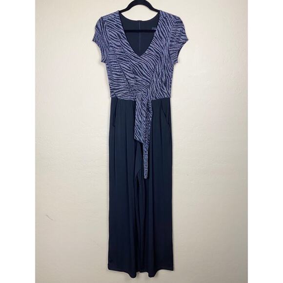 NWOT Karen Kane Tie-Front Jumpsuit - Black with Silver, Small - Picture 6 of 8